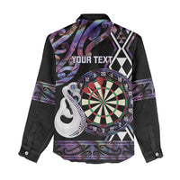 Personalised New Zealand Darts Women Casual Shirt Ngutukaka Manaia Taniko Luxury Purple LT14 - Polynesian Pride