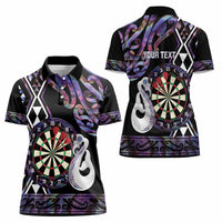Personalised New Zealand Darts Women Polo Shirt Ngutukaka Manaia Taniko Luxury Purple LT14 - Polynesian Pride