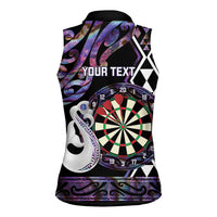 Personalised New Zealand Darts Women Sleeveless Polo Shirt Ngutukaka Manaia Taniko Luxury Purple LT14 - Polynesian Pride