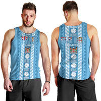 Fiji Day 1970 Men Tank Top For Fiji Ever Fiji Tapa Pattern Blue LT14 - Polynesian Pride