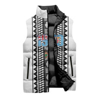 Fiji Day 1970 Sleeveless Puffer Jacket For Fiji Ever Fiji Tapa Pattern White LT14 - Polynesian Pride