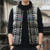 Fiji Day 1970 Sleeveless Puffer Jacket For Fiji Ever Fiji Tapa Pattern White LT14 - Polynesian Pride