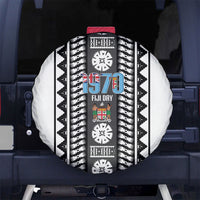 Fiji Day 1970 Spare Tire Cover For Fiji Ever Fiji Tapa Pattern White LT14 No hole White - Polynesian Pride
