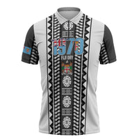 Fiji Day 1970 Zipper Polo Shirt For Fiji Ever Fiji Tapa Pattern White LT14 White - Polynesian Pride