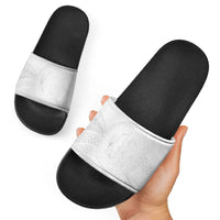 Tonga White Sunday Slide Sandals Fakame Tongan Ngatu Turtle LT14 - Polynesian Pride