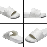 Tonga White Sunday Slide Sandals Fakame Tongan Ngatu Turtle LT14 - Polynesian Pride
