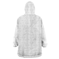 Tonga White Sunday Wearable Blanket Hoodie Fakame Tongan Ngatu Turtle LT14 - Polynesian Pride