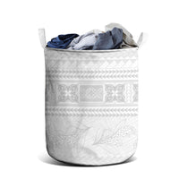 Samoa White Sunday Laundry Basket Lotu Tamaiti Samoan Siapo Teuila Flowers LT14 - Polynesian Pride