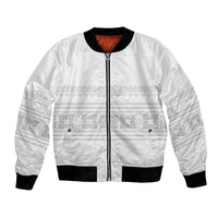 Samoa White Sunday Bomber Jacket Lotu Tamaiti Samoan Siapo Teuila Flowers LT14 Unisex White - Polynesian Pride