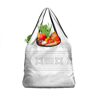 Samoa White Sunday Grocery Bag Lotu Tamaiti Samoan Siapo Teuila Flowers LT14 1-pack One Size White - Polynesian Pride