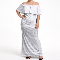 Samoa White Sunday Off Shoulder Maxi Dress Lotu Tamaiti Samoan Siapo Teuila Flowers LT14 Women White - Polynesian Pride