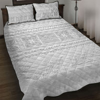 Samoa White Sunday Quilt Bed Set Lotu Tamaiti Samoan Siapo Teuila Flowers LT14 White - Polynesian Pride
