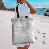 Samoa White Sunday Tote Bag Lotu Tamaiti Samoan Siapo Teuila Flowers LT14 - Polynesian Pride