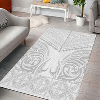 Niue White Sunday Area Rug Aho Tapu Fanau Hiapo Pattern LT14 - Polynesian Pride