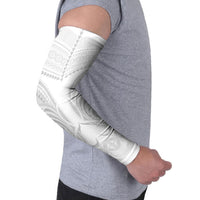 Niue White Sunday Arm Sleeves Aho Tapu Fanau Hiapo Pattern LT14 - Polynesian Pride