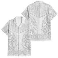 Niue White Sunday Family Matching Short Sleeve Bodycon Dress and Hawaiian Shirt Aho Tapu Fanau Hiapo Pattern LT14 Dad's Shirt - Short Sleeve White - Polynesian Pride