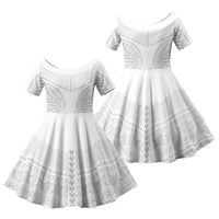 Niue White Sunday Family Matching Tank Maxi Dress and Hawaiian Shirt Aho Tapu Fanau Hiapo Pattern LT14 Daughter's Dress White - Polynesian Pride