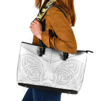 Niue White Sunday Leather Tote Bag Aho Tapu Fanau Hiapo Pattern LT14 White - Polynesian Pride