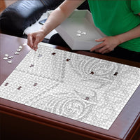 Niue White Sunday Puzzle Aho Tapu Fanau Hiapo Pattern LT14 - Polynesian Pride