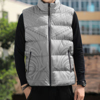 Niue White Sunday Sleeveless Puffer Jacket Aho Tapu Fanau Hiapo Pattern LT14 - Polynesian Pride