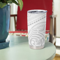 Niue White Sunday Tumbler Cup Aho Tapu Fanau Hiapo Pattern LT14 - Polynesian Pride