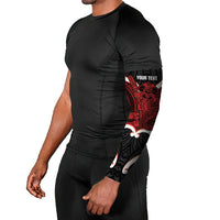 Whero Aotearoa Atua Tumatauenga Personalised Arm Sleeves Maori God Of War Tiki With Taiaha LT14 - Polynesian Pride