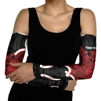 Whero Aotearoa Atua Tumatauenga Personalised Arm Sleeves Maori God Of War Tiki With Taiaha LT14 - Polynesian Pride