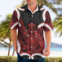 Whero Aotearoa Atua Tumatauenga Personalised Hawaiian Shirt Maori God Of War Tiki With Taiaha LT14 - Polynesian Pride