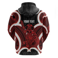 Whero Aotearoa Atua Tumatauenga Personalised Hoodie Maori God Of War Tiki With Taiaha LT14 - Polynesian Pride