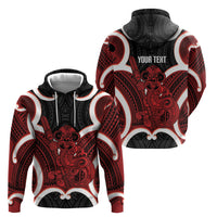 Whero Aotearoa Atua Tumatauenga Personalised Hoodie Maori God Of War Tiki With Taiaha LT14 - Polynesian Pride