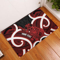 Whero Aotearoa Atua Tumatauenga Personalised Rubber Doormat Maori God Of War Tiki With Taiaha LT14 - Polynesian Pride