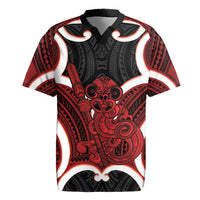 Whero Aotearoa Atua Tumatauenga Personalised Rugby Jersey Maori God Of War Tiki With Taiaha LT14 Red - Polynesian Pride