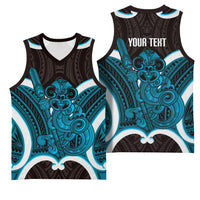 Kikorangi Aotearoa Atua Tumatauenga Personalised Basketball Jersey Maori God Of War Tiki With Taiaha LT14 - Polynesian Pride