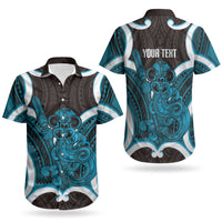 Kikorangi Aotearoa Atua Tumatauenga Personalised Couples Matching Puletasi and Hawaiian Shirt Maori God Of War Tiki With Taiaha LT14 - Polynesian Pride