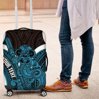 Kikorangi Aotearoa Atua Tumatauenga Personalised Luggage Cover Maori God Of War Tiki With Taiaha LT14 Blue - Polynesian Pride