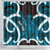Kikorangi Aotearoa Atua Tumatauenga Personalised Shower Curtain Maori God Of War Tiki With Taiaha LT14 - Polynesian Pride