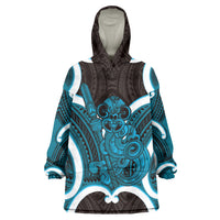 Kikorangi Aotearoa Atua Tumatauenga Personalised Wearable Blanket Hoodie Maori God Of War Tiki With Taiaha