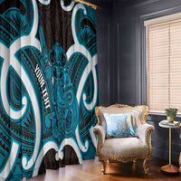 Kikorangi Aotearoa Atua Tumatauenga Personalised Window Curtain Maori God Of War Tiki With Taiaha LT14 - Polynesian Pride