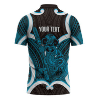 Kikorangi Aotearoa Atua Tumatauenga Personalised Zipper Polo Shirt Maori God Of War Tiki With Taiaha LT14 - Polynesian Pride