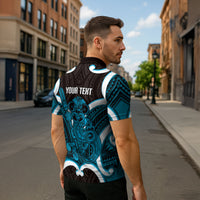 Kikorangi Aotearoa Atua Tumatauenga Personalised Zipper Polo Shirt Maori God Of War Tiki With Taiaha LT14 - Polynesian Pride