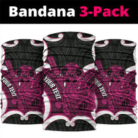 Mawhero Aotearoa Atua Tumatauenga Personalised Neck Gaiter Maori God Of War Tiki With Taiaha LT14 package One Size: 25*50cm Pink - Polynesian Pride