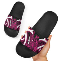 Mawhero Aotearoa Atua Tumatauenga Personalised Slide Sandals Maori God Of War Tiki With Taiaha LT14 - Polynesian Pride