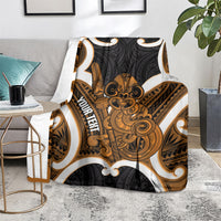 Karaka Aotearoa Atua Tumatauenga Personalised Blanket Maori God Of War Tiki With Taiaha LT14 - Polynesian Pride