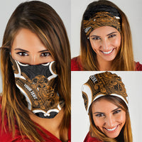 Karaka Aotearoa Atua Tumatauenga Personalised Neck Gaiter Maori God Of War Tiki With Taiaha LT14 - Polynesian Pride