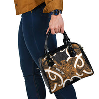 Karaka Aotearoa Atua Tumatauenga Personalised Shoulder Handbag Maori God Of War Tiki With Taiaha LT14 - Polynesian Pride