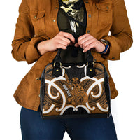 Karaka Aotearoa Atua Tumatauenga Personalised Shoulder Handbag Maori God Of War Tiki With Taiaha LT14 - Polynesian Pride