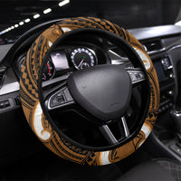 Karaka Aotearoa Atua Tumatauenga Steering Wheel Cover Maori God Of War Tiki With Taiaha LT14 Universal Fit Orange - Polynesian Pride