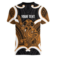 Karaka Aotearoa Atua Tumatauenga Personalised Women V-Neck T-Shirt Maori God Of War Tiki With Taiaha