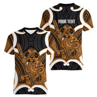 Karaka Aotearoa Atua Tumatauenga Personalised Women V-Neck T-Shirt Maori God Of War Tiki With Taiaha