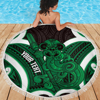 Kakariki Aotearoa Atua Tumatauenga Personalised Beach Blanket Maori God Of War Tiki With Taiaha LT14 - Polynesian Pride